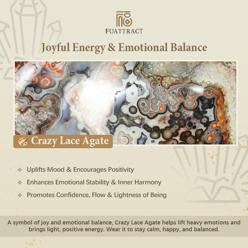 FuAttract Wishbeads Happiness Positivity Crazy Lace Agate Intention Bracelet - image 8