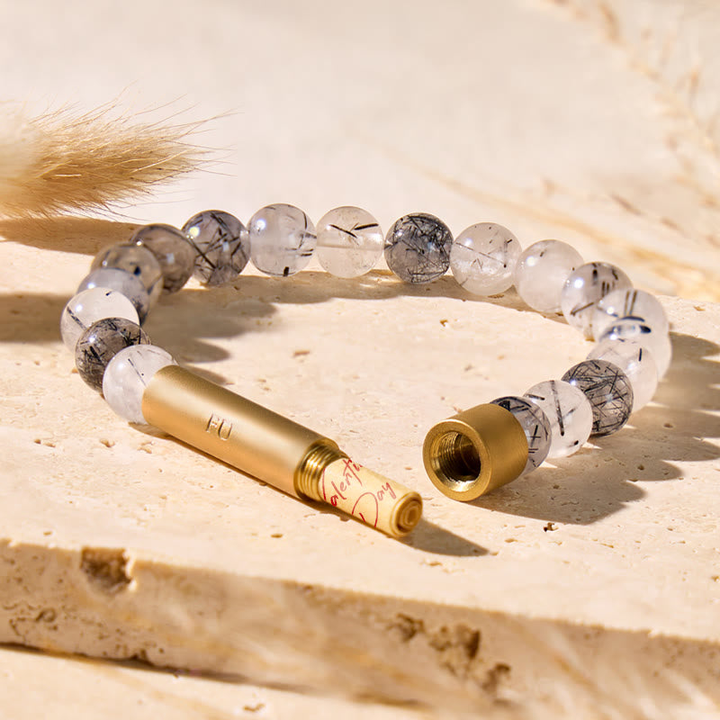 FuAttract Wishbeads Protection Power Black Rutilated Quartz Intention Bracelet - 8mm - image 0