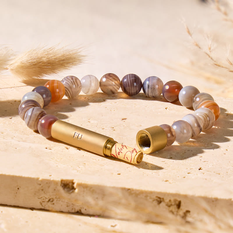 FuAttract Wishbeads Balance & Growth – Botswana Agate Intention Bracelet - 8mm - image 0
