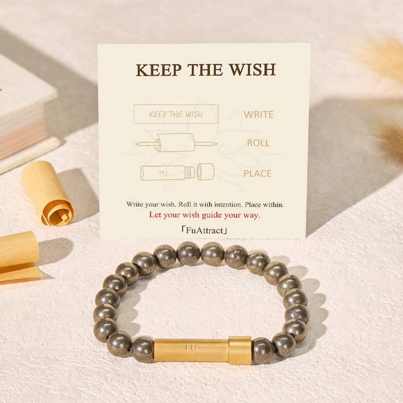FuAttract Wishbeads Prosperity & Focus – Pyrite Intention Bracelet - image 1