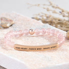 FuAttract Kind Heart - Fierce Mind - Brave Spirit Tube Bead Bracelet - Strawberry Quartz - Rose Gold - image 13