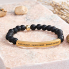 FuAttract Kind Heart - Fierce Mind - Brave Spirit Tube Bead Bracelet - Lava Rock - Gold - image 34