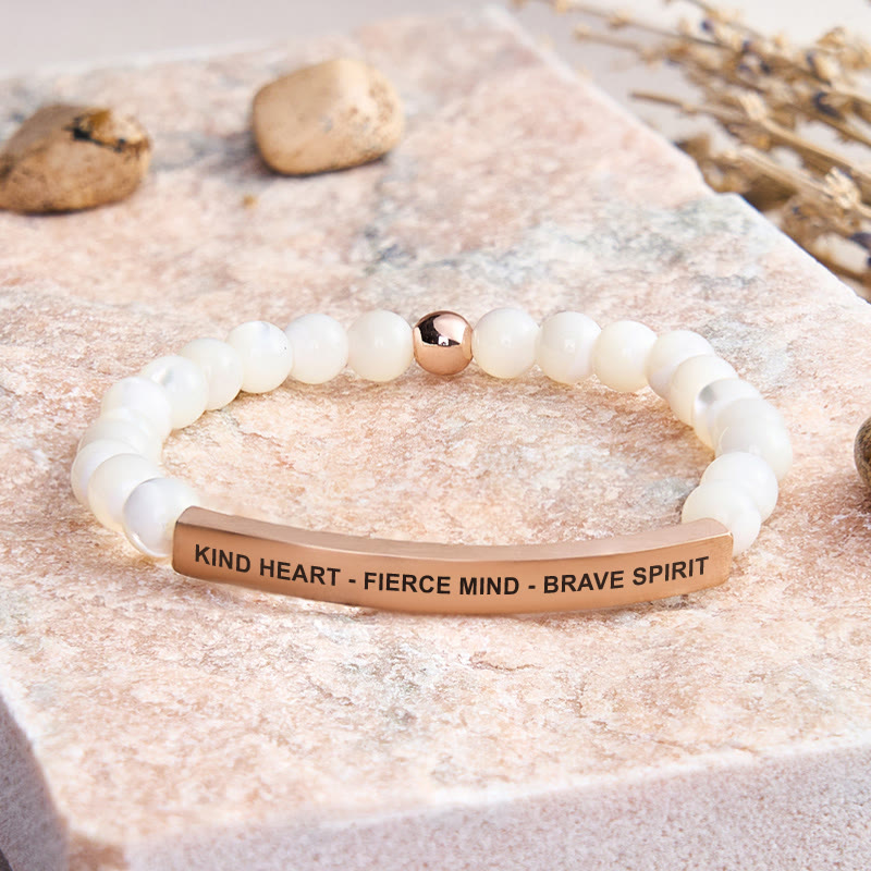 FuAttract Kind Heart - Fierce Mind - Brave Spirit Tube Bead Bracelet - Moonstone - Rose Gold - image 46