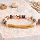 FuAttract Be Strong and Courageous Joshua 1:9 Tube Bead Bracelet - Bamboo Leaf Agate - Gold - image 23