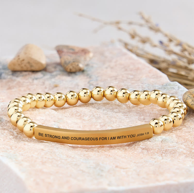 FuAttract Be Strong and Courageous Joshua 1:9 Tube Bead Bracelet - Stainless Steel - Gold - image 30