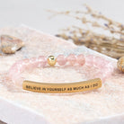 FuAttract Believe In Yourself As Much As I Do Tube Bead Bracelet - Strawberry Quartz - Gold - image 15