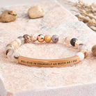 FuAttract Believe In Yourself As Much As I Do Tube Bead Bracelet - Bamboo Leaf Agate - Rose Gold - image 17