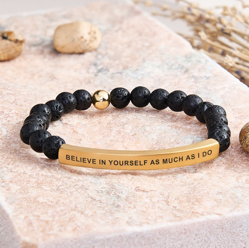 FuAttract Believe In Yourself As Much As I Do Tube Bead Bracelet - Lava Rock - Gold - image 34