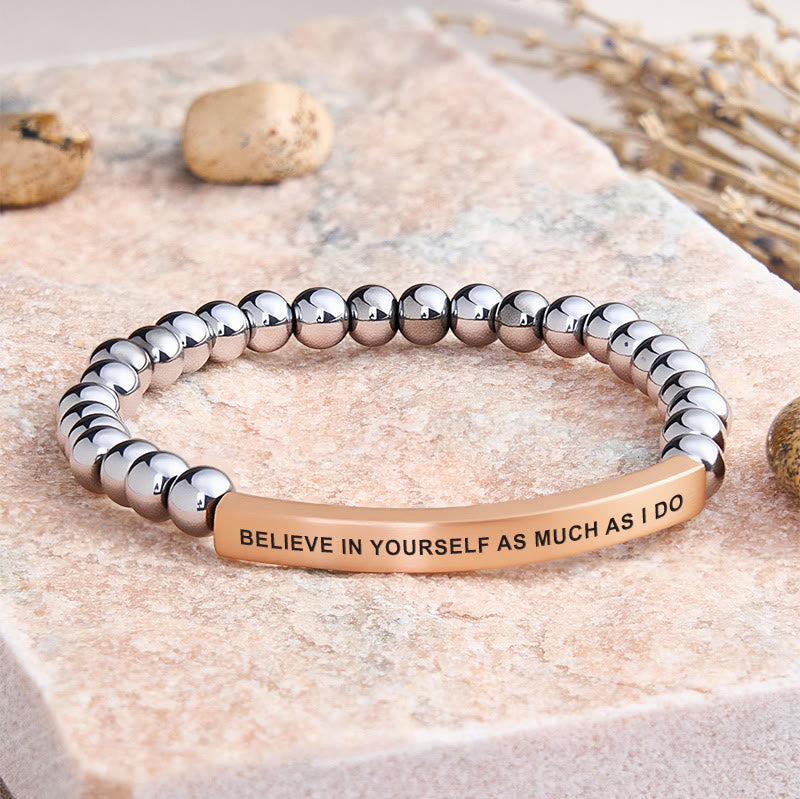FuAttract Believe In Yourself As Much As I Do Tube Bead Bracelet - Hematite - Rose Gold - image 36