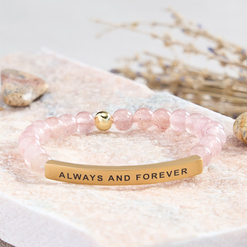 FuAttract Always And Forever Tube Bead Bracelet - Strawberry Quartz - Gold - image 18