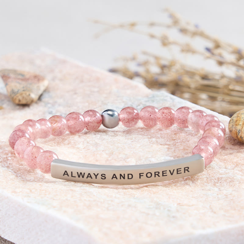 FuAttract Always And Forever Tube Bead Bracelet - Strawberry Quartz - Silver - image 17