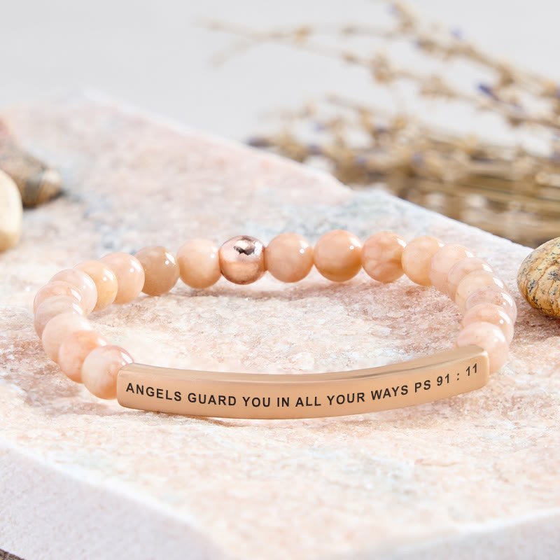 FuAttract Angels Guard You In All Your Ways Psalm 91:11 Tube Bead Bracelet - Sunstone - Rose Gold - image 7