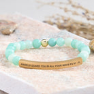 FuAttract Angels Guard You In All Your Ways Psalm 91:11 Tube Bead Bracelet - Amazonite - Gold - image 13