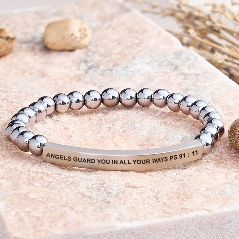 FuAttract Angels Guard You In All Your Ways Psalm 91:11 Tube Bead Bracelet - Hematite - Silver - image 38