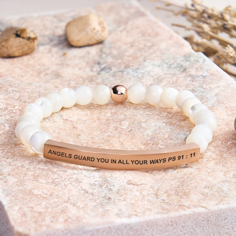 FuAttract Angels Guard You In All Your Ways Psalm 91:11 Tube Bead Bracelet - Moonstone - Rose Gold - image 47