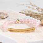 FuAttract Be Anxious For Nothing Let Your Prayers Be Known Phil 4:6 Tube Bead Bracelet - Strawberry Quartz - Gold - image 2