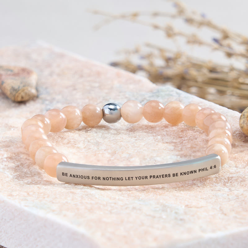 FuAttract Be Anxious For Nothing Let Your Prayers Be Known Phil 4:6 Tube Bead Bracelet - Sunstone - Silver - image 7