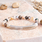 FuAttract Be Anxious For Nothing Let Your Prayers Be Known Phil 4:6 Tube Bead Bracelet - Bamboo Leaf Agate - Silver - image 18