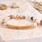 FuAttract Be Anxious For Nothing Let Your Prayers Be Known Phil 4:6 Tube Bead Bracelet - Bamboo Leaf Agate - Rose Gold - image 17