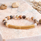 FuAttract Be Anxious For Nothing Let Your Prayers Be Known Phil 4:6 Tube Bead Bracelet - Bamboo Leaf Agate - Gold - image 19