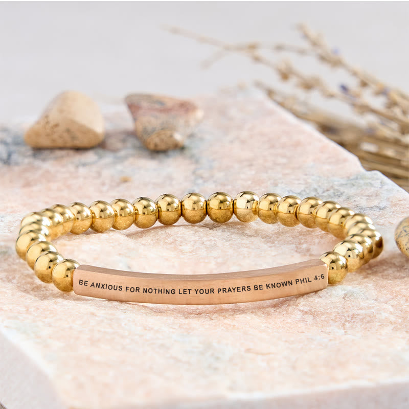 FuAttract Be Anxious For Nothing Let Your Prayers Be Known Phil 4:6 Tube Bead Bracelet - Stainless Steel - Rose Gold - image 24