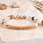 FuAttract I Can Do All Things Through Christ Phil 4:13 Tube Bead Bracelet - Bamboo Leaf Agate - Rose Gold - image 18