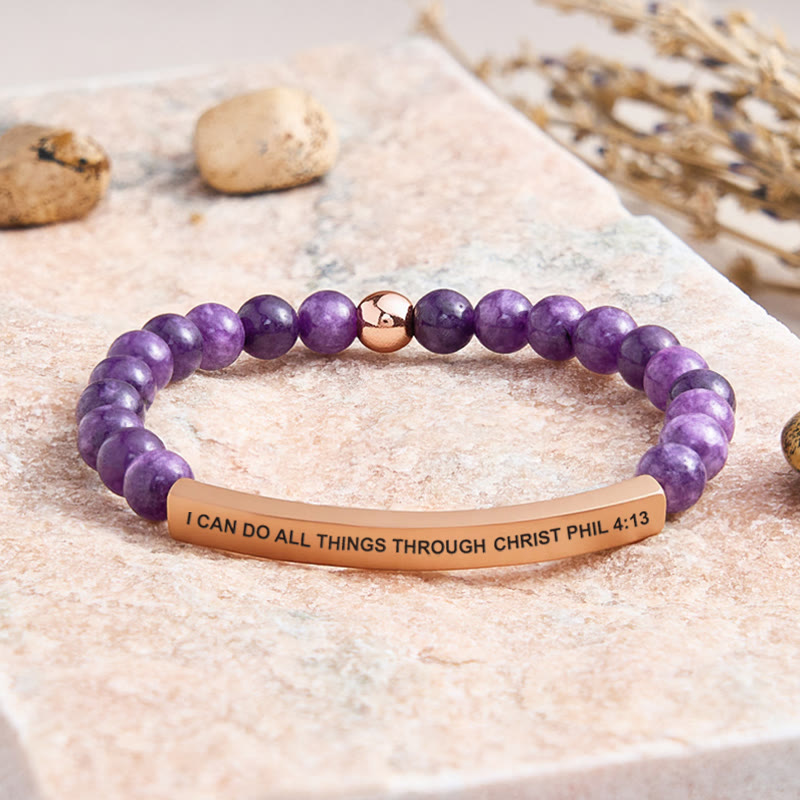 FuAttract I Can Do All Things Through Christ Phil 4:13 Tube Bead Bracelet - Amethyst - Rose Gold - image 21