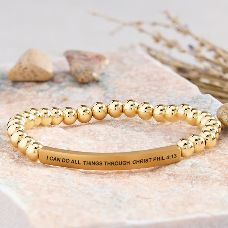 FuAttract I Can Do All Things Through Christ Phil 4:13 Tube Bead Bracelet - Stainless Steel - Gold - image 27