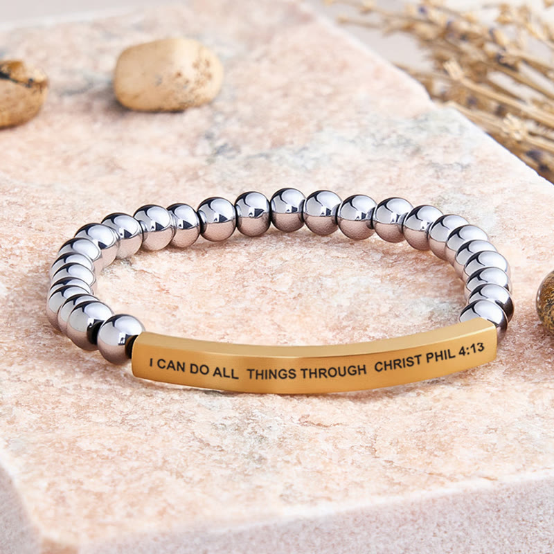 FuAttract I Can Do All Things Through Christ Phil 4:13 Tube Bead Bracelet - Hematite - Gold - image 39