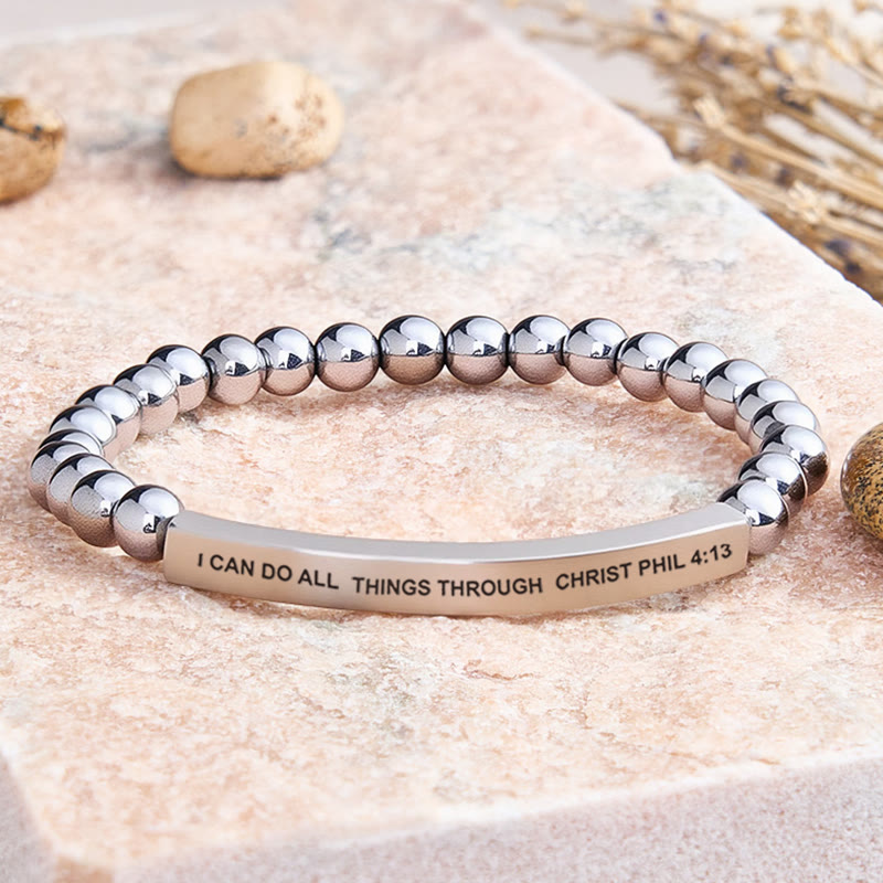 FuAttract I Can Do All Things Through Christ Phil 4:13 Tube Bead Bracelet - Hematite - Silver - image 38
