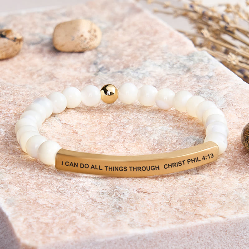 FuAttract I Can Do All Things Through Christ Phil 4:13 Tube Bead Bracelet - Moonstone - Gold - image 49