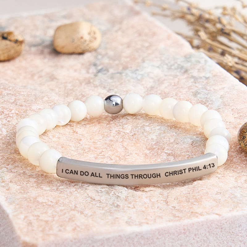 FuAttract I Can Do All Things Through Christ Phil 4:13 Tube Bead Bracelet - Moonstone - Silver - image 48