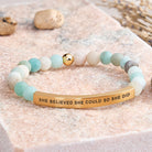 FuAttract She Believed She Could So She Did Tube Bead Bracelet - Matt Amazonite - Gold - image 15