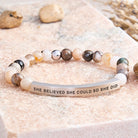 FuAttract She Believed She Could So She Did Tube Bead Bracelet - Bamboo Leaf Agate - Silver - image 18