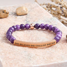 FuAttract She Believed She Could So She Did Tube Bead Bracelet - Amethyst - Rose Gold - image 20