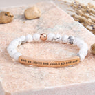 FuAttract She Believed She Could So She Did Tube Bead Bracelet - White Turquoise - Rose Gold - image 28