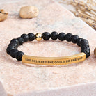 FuAttract She Believed She Could So She Did Tube Bead Bracelet - Lava Rock - Gold - image 34