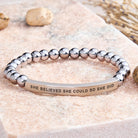 FuAttract She Believed She Could So She Did Tube Bead Bracelet - Hematite - Silver - image 37