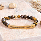 FuAttract She Believed She Could So She Did Tube Bead Bracelet - Tiger's Eye - Gold - image 41