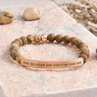 FuAttract She Believed She Could So She Did Tube Bead Bracelet - Picture Jasper - Rose Gold - image 43