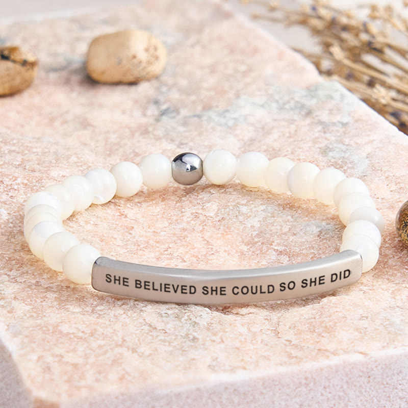 FuAttract She Believed She Could So She Did Tube Bead Bracelet - Moonstone - Silver - image 47