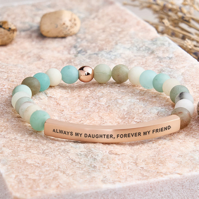 FuAttract Always My Daughter Forever My Friend Tube Bead Bracelet - Matt Amazonite - Rose Gold - image 9