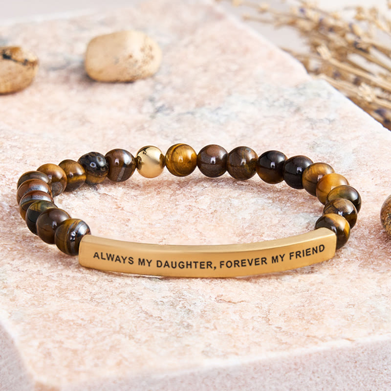 FuAttract Always My Daughter Forever My Friend Tube Bead Bracelet - Tiger's Eye - Gold - image 41