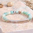 FuAttract Always My Daughter Forever My Friend Tube Bead Bracelet - Matt Amazonite - Silver - image 10