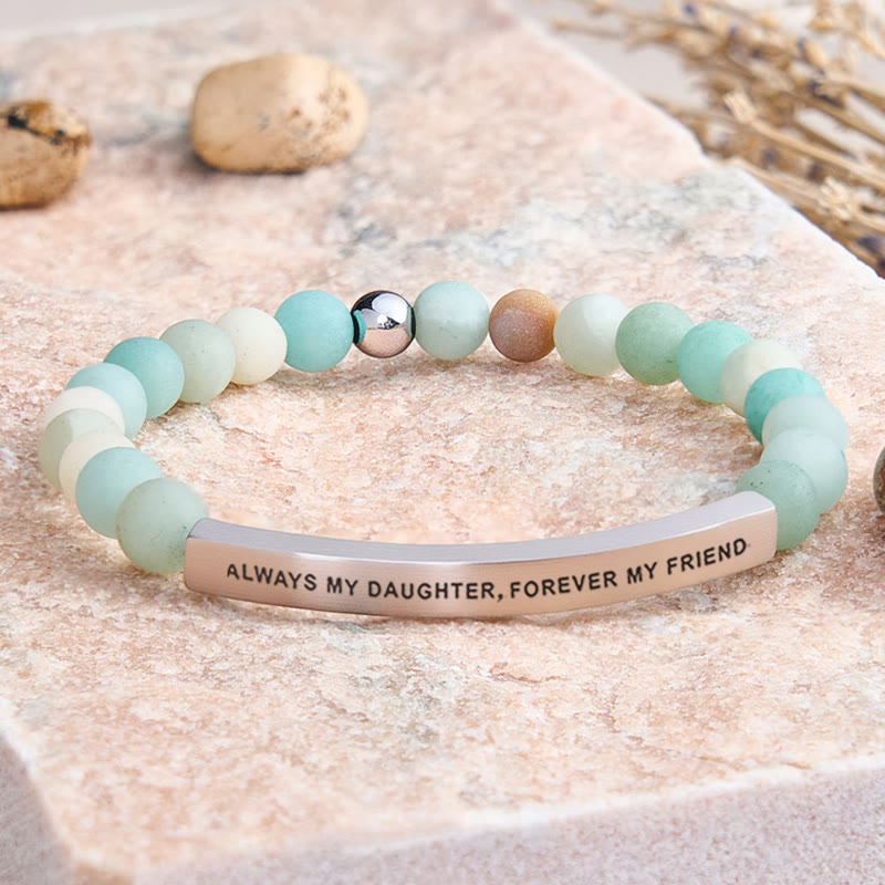 FuAttract Always My Daughter Forever My Friend Tube Bead Bracelet - Matt Amazonite - Silver - image 10