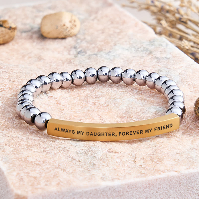 FuAttract Always My Daughter Forever My Friend Tube Bead Bracelet - Hematite - Gold - image 38