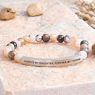 FuAttract Always My Daughter Forever My Friend Tube Bead Bracelet - Bamboo Leaf Agate - Silver - image 18