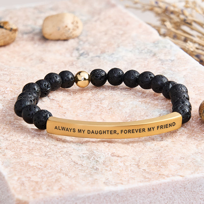FuAttract Always My Daughter Forever My Friend Tube Bead Bracelet - Lava Rock - Silver - image 33