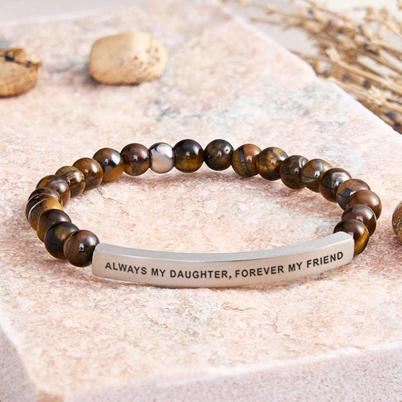 FuAttract Always My Daughter Forever My Friend Tube Bead Bracelet - Tiger's Eye - Silver - image 40