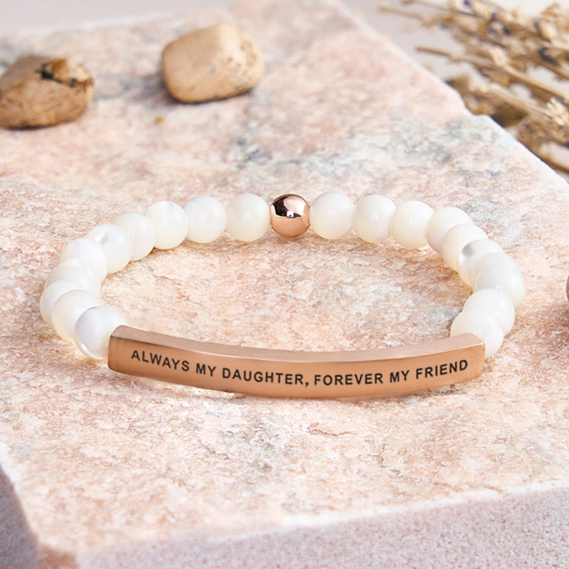 FuAttract Always My Daughter Forever My Friend Tube Bead Bracelet - Moonstone - Rose Gold - image 46